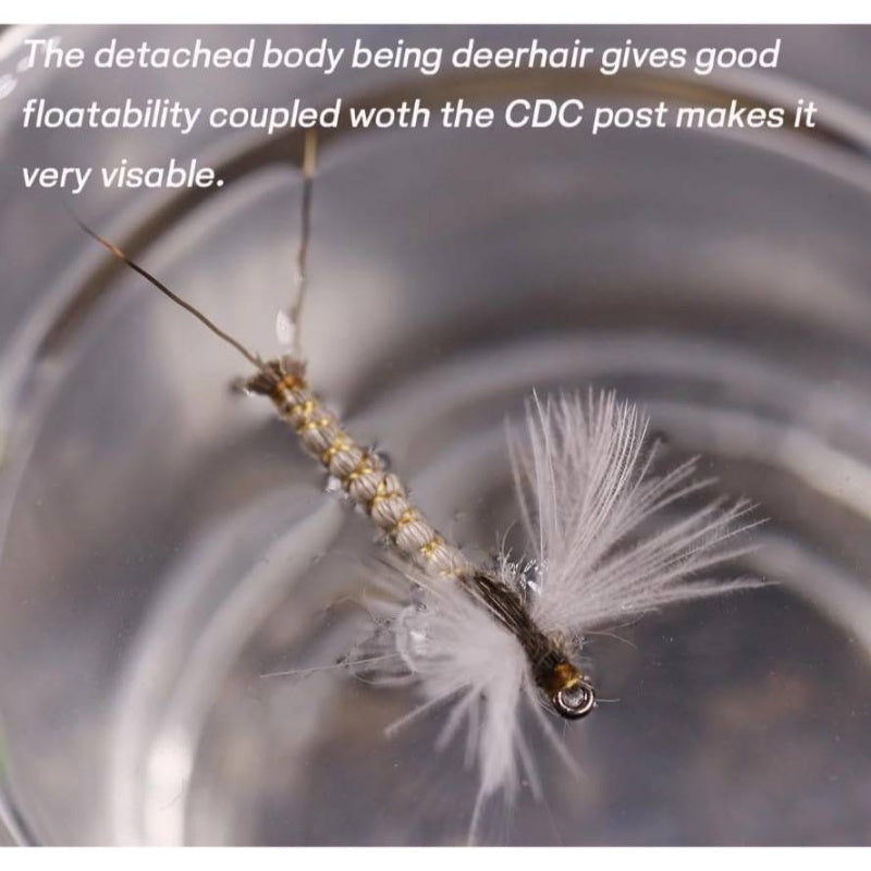 Pack of 5 Deer Hair Dry Fly Fishing Lure - Mayfly Wing Saltwater/Brackish water fly suitable for Trout, Bass, Salmon with #10 #12 #14 Hooks - for river, sea, fly-tying (Catchable Fly Lure)