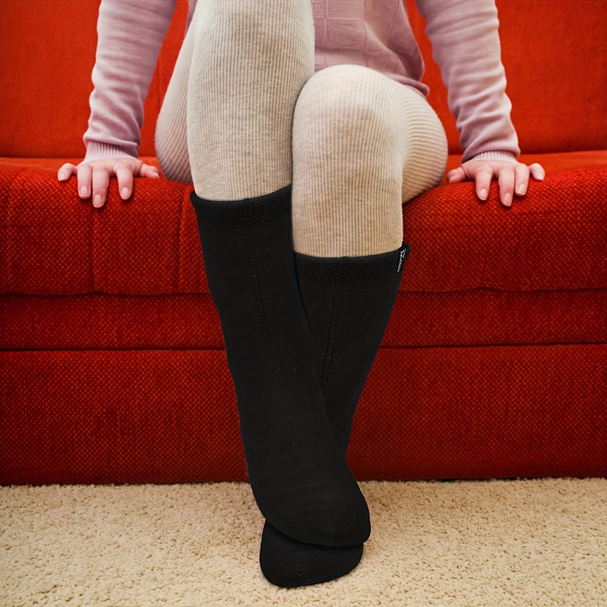 AIBEANIE Men Hiking Fleece Boot Socks Military Liner