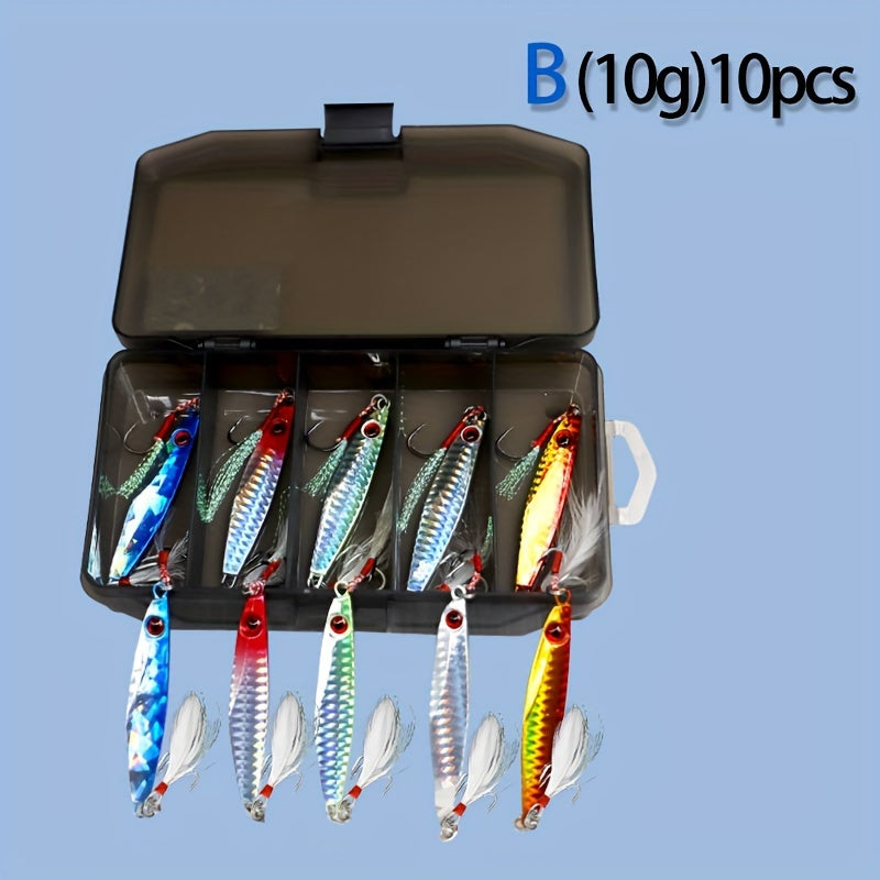 Heavy Duty Metal Jig Lures With 3D Eyes Luminous Hook