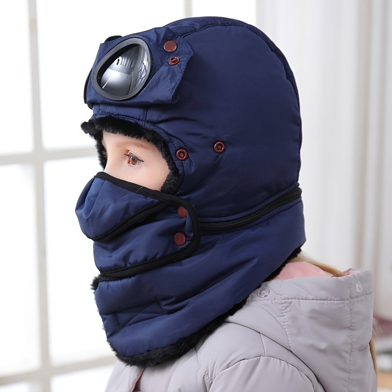 Unisex Winter Windproof Ski Mask With Detachable Glasses