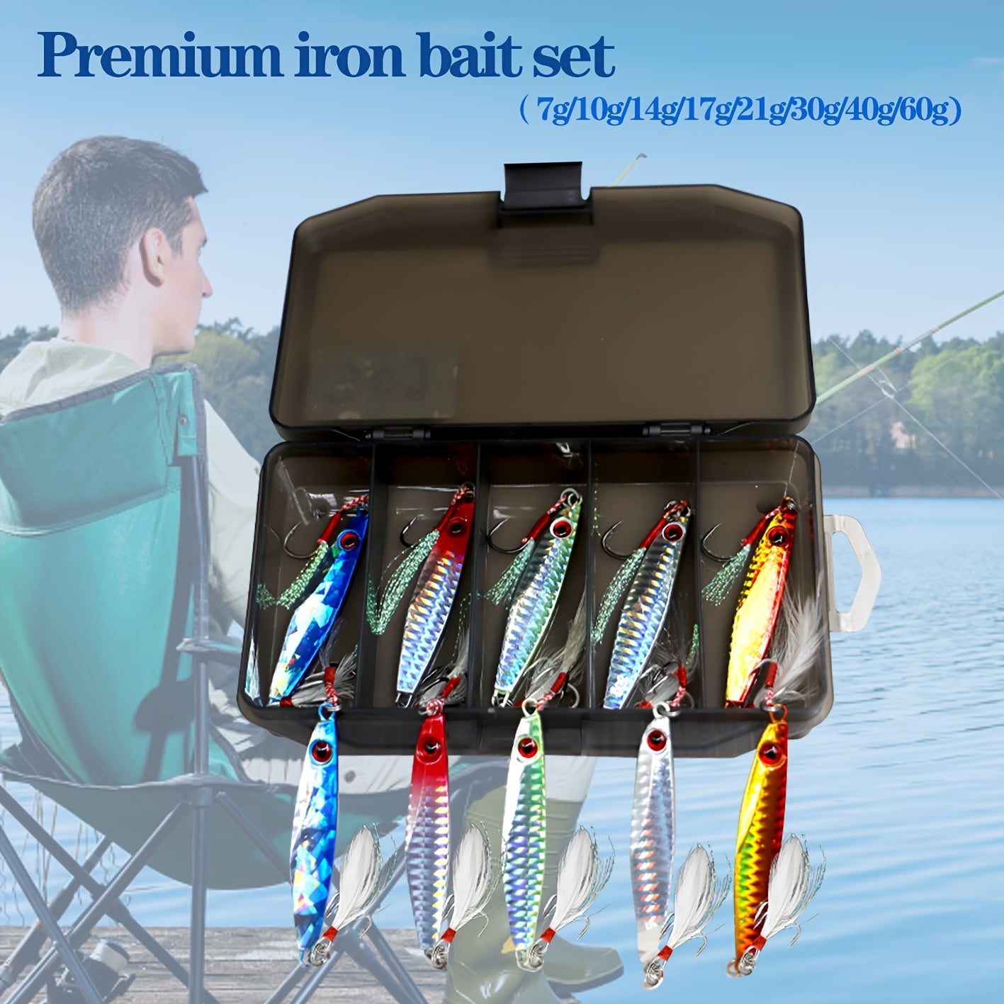 Heavy Duty Metal Jig Lures With 3D Eyes Luminous Hook