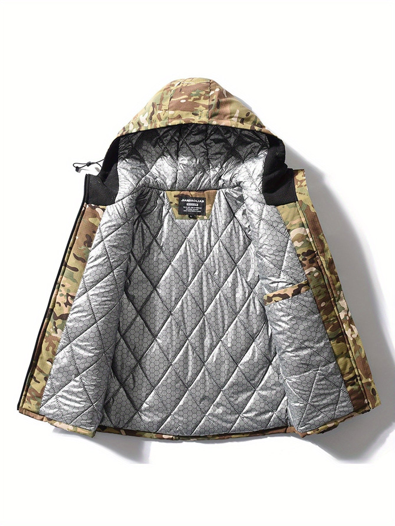 Windproof Cold-Proof Jacket with Hood - Camouflage Outdoor Coat, Loose Fit Short Length Warm Winter Jacket for, Machine Washable, Ideal for fathers/husbands (Camo Pattern, Door Pockets) - Perfect Gift for Dad or Husband)