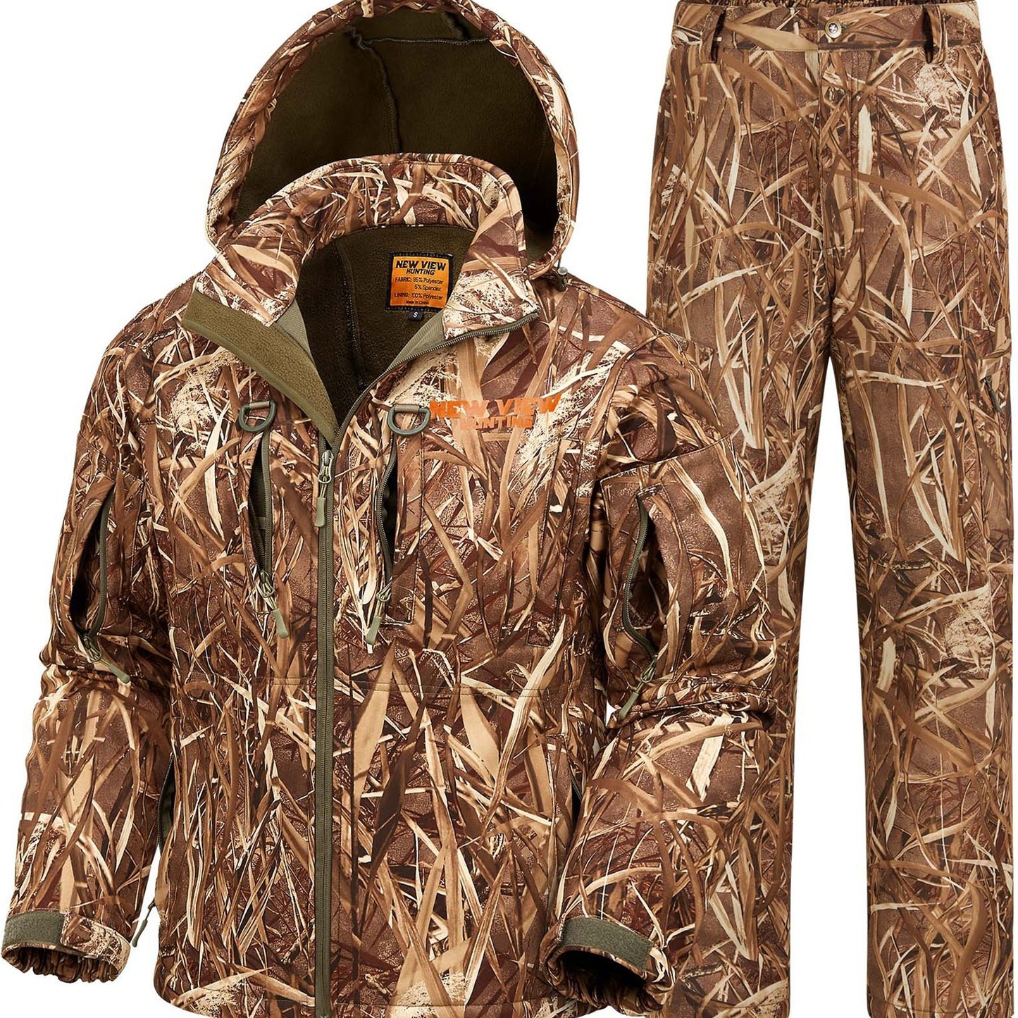VIEW Hunting Clothes For Men, Warm Fleece Lined Camo Hunting Suit, Jacket And Pants For Deer Duck Bow Hunting