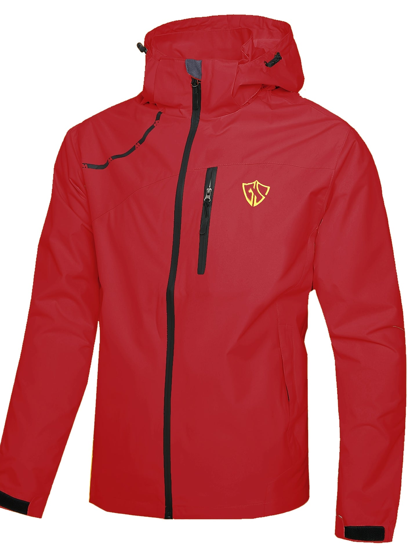 Men's Waterproof Rain Jacket With Hood And Windproof Zippered Pockets