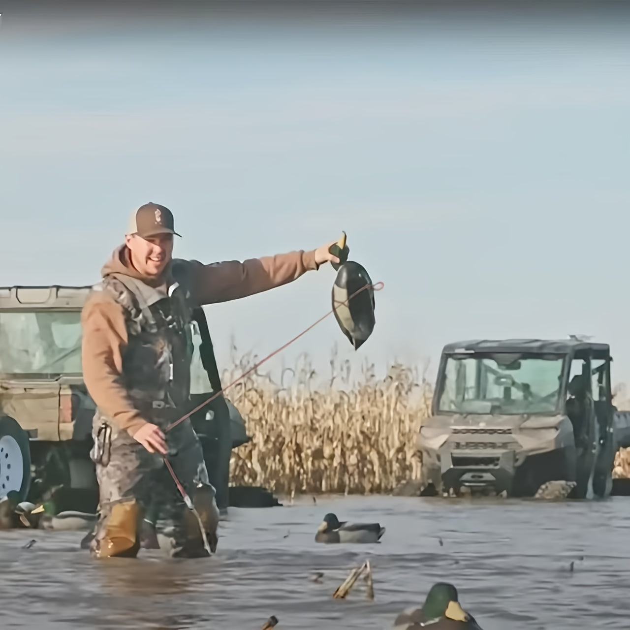 Duck Decoy No Weights, Pre-Rigged Hunting Anchors, Stainless Steel Wirerope and Coated, Stainless Swivel and Carabiners, Geese and Duck Hunting, Waterfowl Hunting.