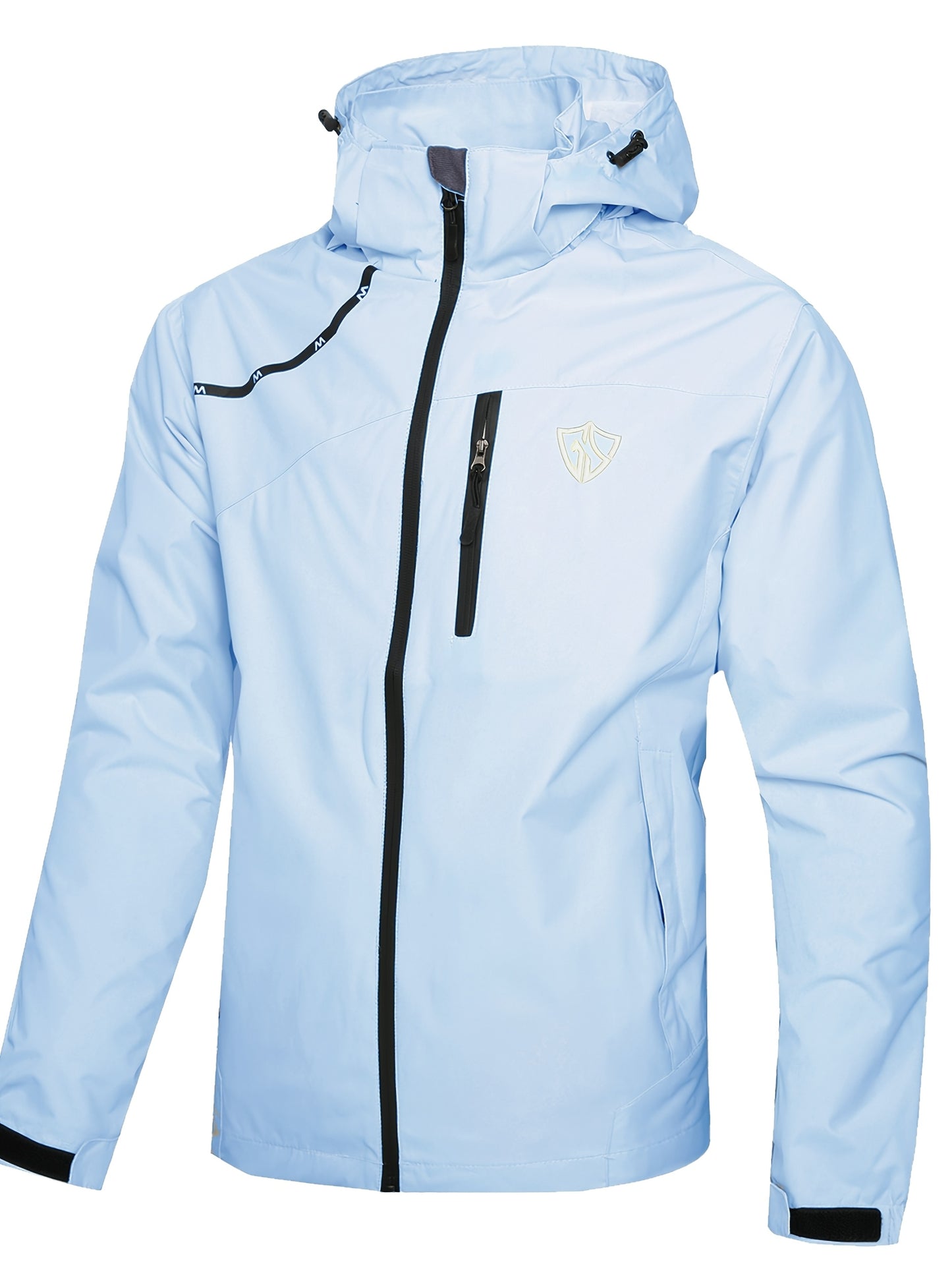 Men's Waterproof Rain Jacket With Hood And Windproof Zippered Pockets