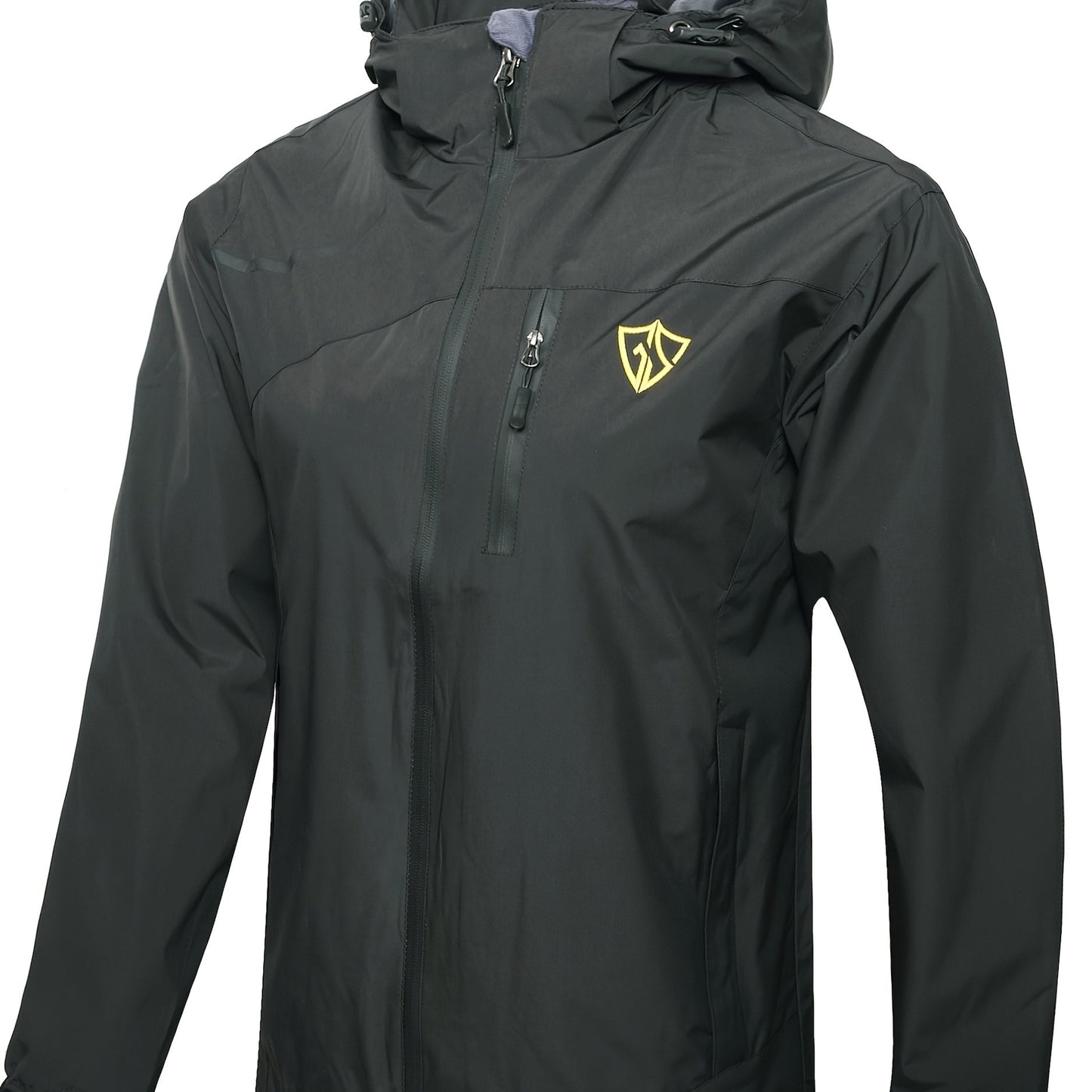 Men's Waterproof Rain Jacket With Hood And Windproof Zippered Pockets