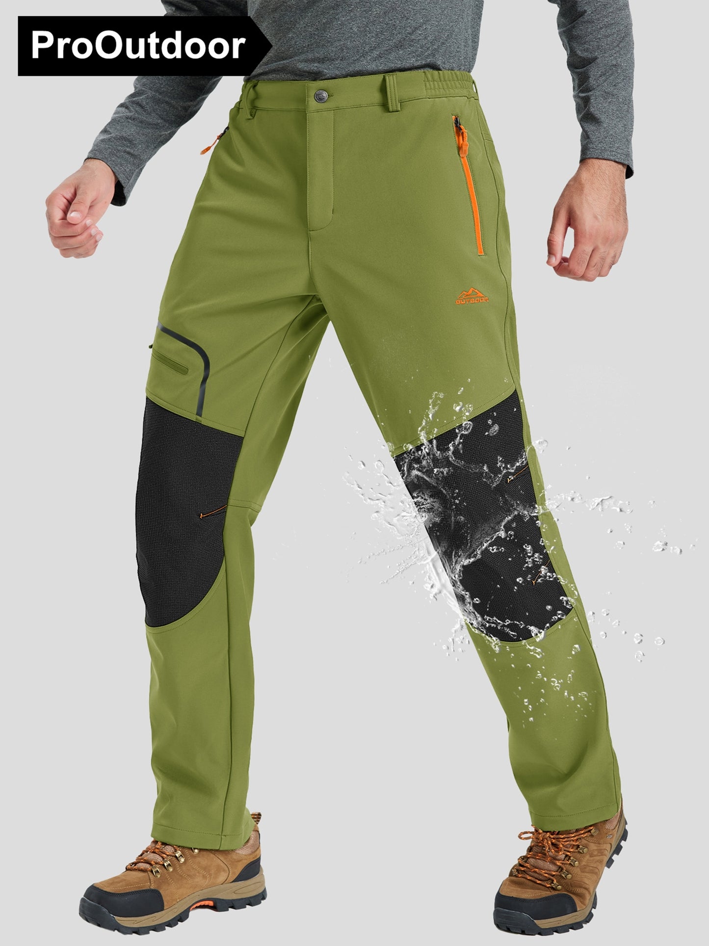 Men'S Heavy-Duty Thermal Winter Pants - Windproof High Quality Softshell with Fleece Lining, Thickened Insulation, Multi-Pocket Design (Knee & Zippered Pockets), Elastic Waist & Cuff - Ideal for Skiing, Snowboarding, Camping,