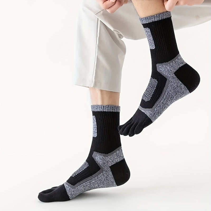 Men's Five Toe Running Socks Geometric Pattern Breathable Cotton MoistureWicking