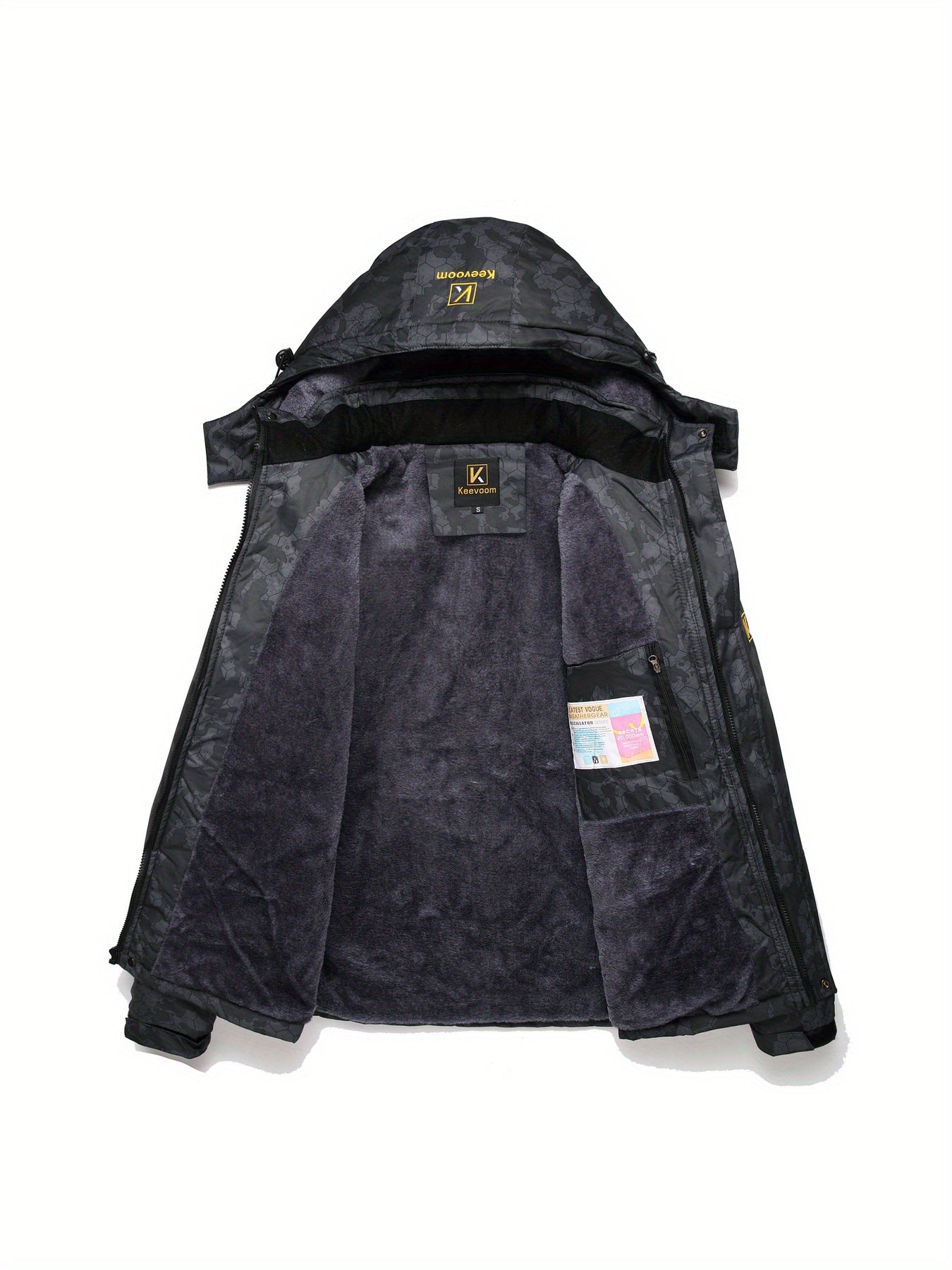 Keevoom Men's Ski Jacket Hooded Fleece-Lined Outdoor Windbreaker