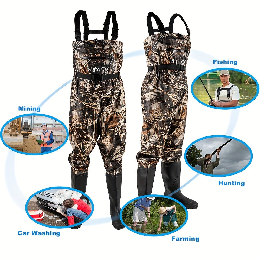 Night Cat Unisex Fishing Hunting Chest Waders With Boot Footstraps Breathable & Lightweight Size 6.5 To 13