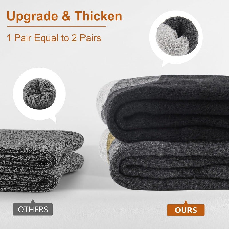 Thermal Wool Socks For Men Thick Knit Striped Fabric