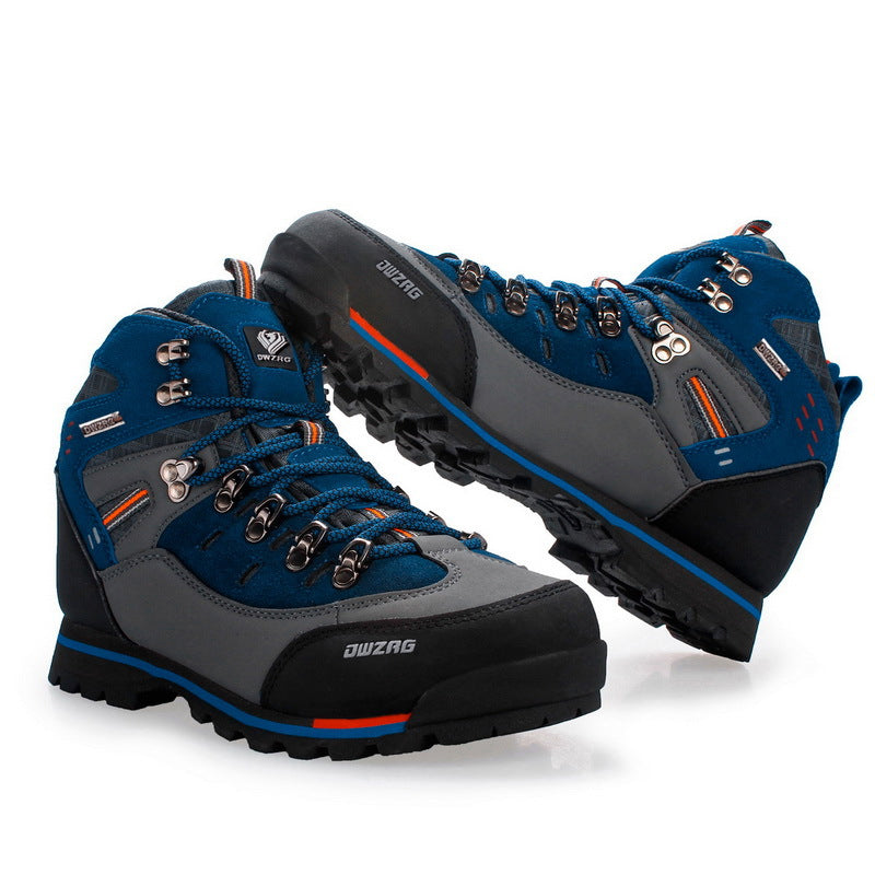 Men's High Top Hiking Shoes With All Terrain Traction And Rubber Sole
